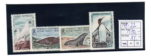 Frz. Gebiete i.d. Antarktis, Nr. 19-22 (Robben, Pinguine)