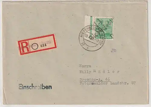 SBZ: R-Brief mit 84 Pfg. BHSt. Niedersedlitz, BPP-geprüft