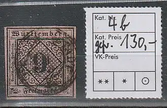 Württemberg Nr. 4b, bestgeprüft Heinrich BPP