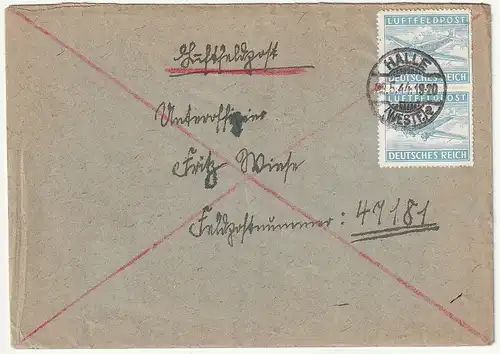 Luftfeldpost Heimat - Front, mit MeF 1B, 29.5.44