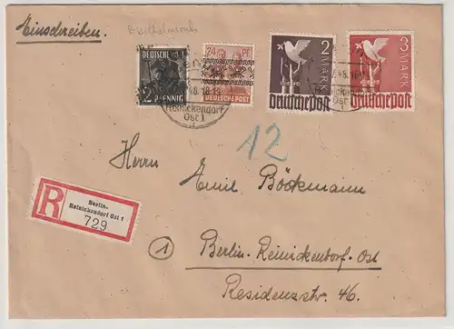 SBZ/Berlin: R-Brief mit MiF Bez.-handstpl./10-fach/Posthörnchen
