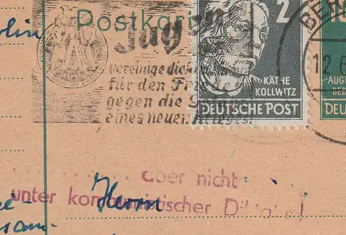 Berlin-"Postkrieg": "...aber nicht unter kommunistischer Dikt."
