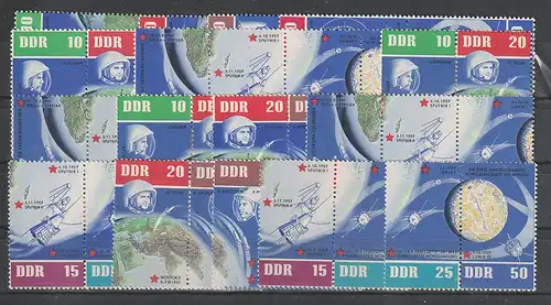 DDR: Weltraum-Klbgn. 1962 Zusammendr. komplett, ** (MNH)