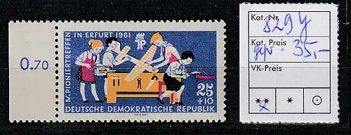 DDR: 25 Pfg. Pioniertreffen 1961 mit Wz Y,  ** (MNH), geprüft