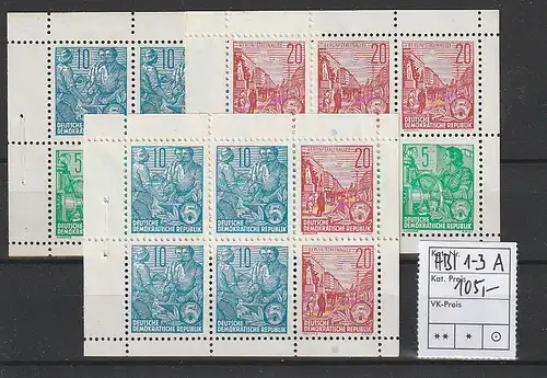 DDR: Heftchenblätter 1-3 A, ** (MNH)