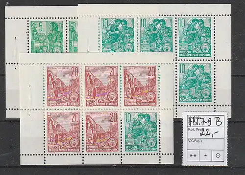 DDR: Heftchenblätter 7-9 B, ** (MNH)