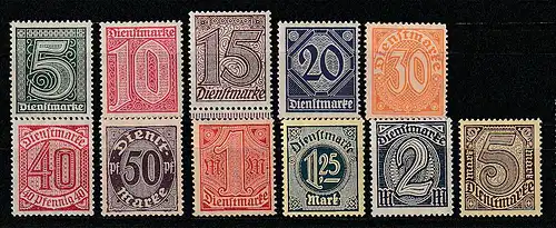 Dt. Reich Dienstmarken 23 - 33, postfrisch (MNH)
