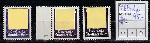 Dt. Reich Dienstmarke 169 in den Farben a, b und c, geprüft, ** (MNH)