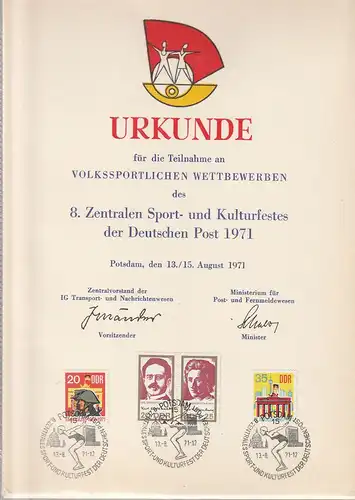 DDR-Gedenkblatt A19 - 1971 "Volkssportlicher Wettbewerb"