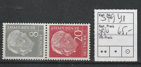 Heuß-Zusammendruck S49 YII, postfrisch **, geprüft