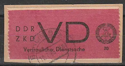 Vertrauliche Dienstsache Nr. 1 auf Briefstück