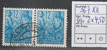 Fünfjahrplan I: waagerechtes Paar 12 Pfg., gest., geprüft