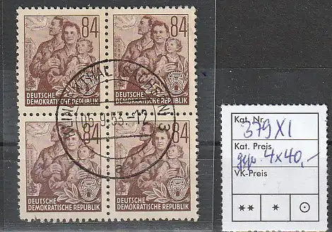 Fünfjahrplan I: Viererblock 84 Pfg., gest., geprüft