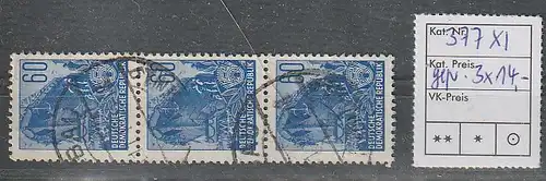 Fünfjahrplan I: senkrechter 3er-Streifen 60 Pfg., gest., geprüft