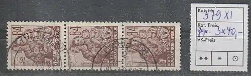 Fünfjahrplan I: senkrechter 3er-Streifen 84 Pfg., gest., geprüft