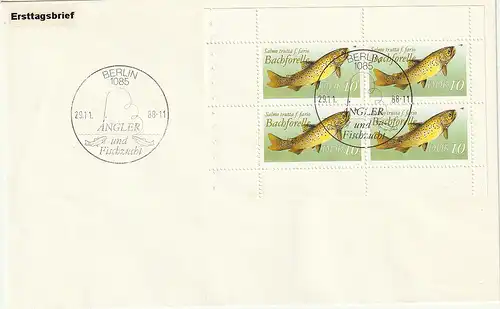 DDR FDC : Markenheftchenblatt 19A (Fische)
