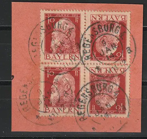 Bayern 4er Block mit 2x K2 auf Briefstück