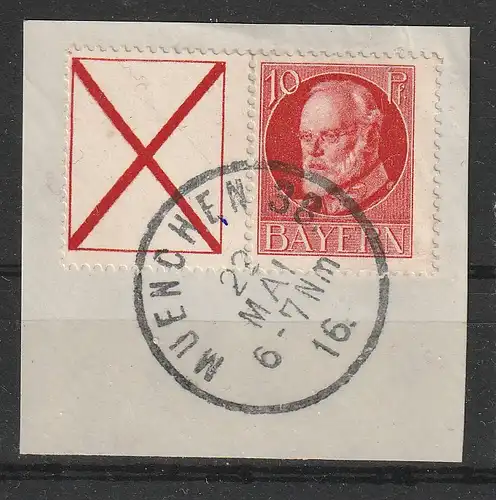 Bayern Zusammendruck W6 auf Briefstück