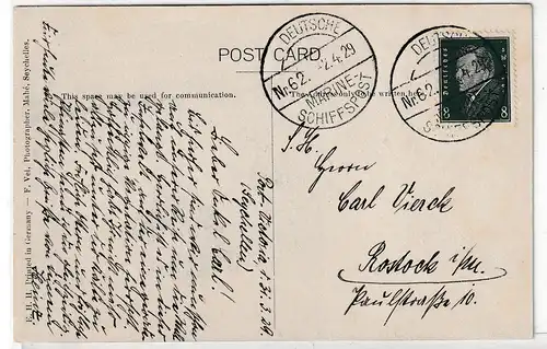 MSP 62 (Kreuzer "Emden") auf Weltreise; Karte von Mahe 