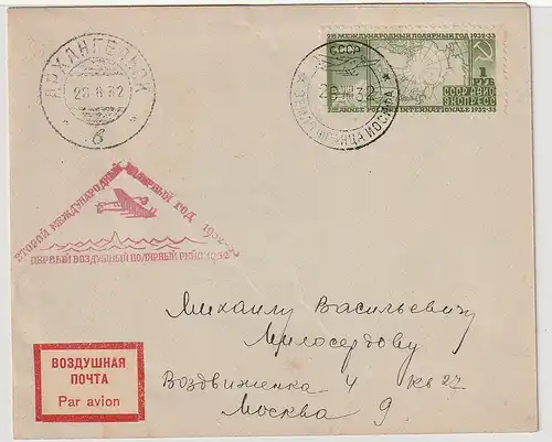 SU: Intern. Polarjahr 1932. 410 und 411 auf Karte bzw. Brief