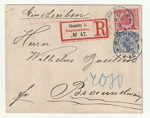 DR: Kleiner R-Brief von Chemnitz nach Braunschweig, geprüft