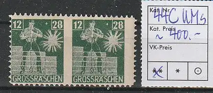 Großräschen Nr. 44C waager. Paar Mitte ungezähnt, geprüft Kunz BPP
