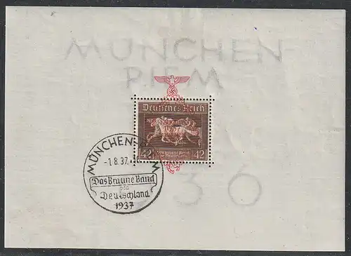 3. Reich: Block 10  Sonderstempel, geprüft Schlegel BPP