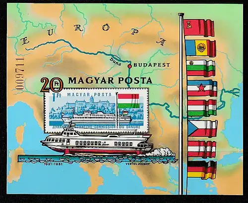 Ungarn - Block Donauschiffe, geschnitten, postfrisch (MNH)