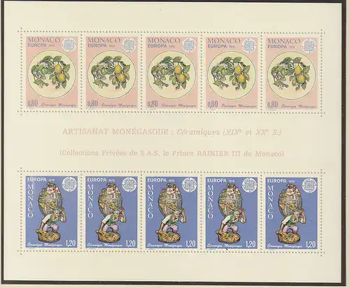 Monaco - Block 10 (Europa 1976), postfrisch (MNH)