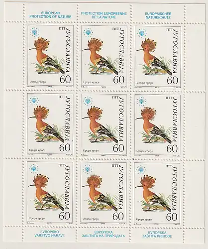 Jugoslawien - Naturschutzjahr 1985 (Vögel) in Kleinbögen, ** (MNH)