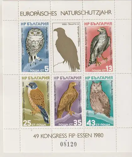 Bulgarien - Naturschutzjahr 1980 (Vögel), Block 105 ** (MNH)