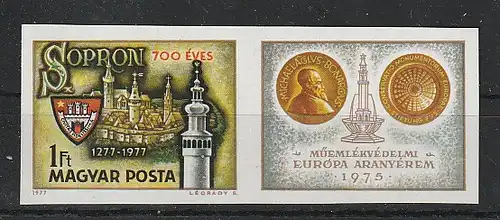 Ungarn - 700 Jahre Sopron (Oldenburg), geschnitten, ** (MNH)