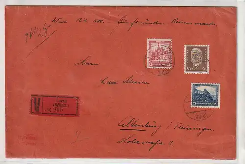 Wertbrief, frankiert mit u.a. 452