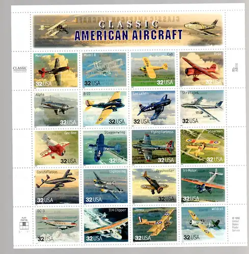 USA ** im Bogen 2833-52 Classic American Aircraft