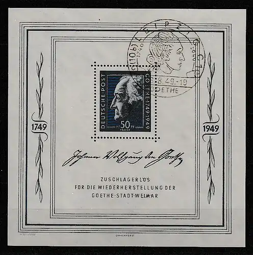 SBZ: Goetheblock mit Leipziger SSt., Attest Mayer "einwandfrei"