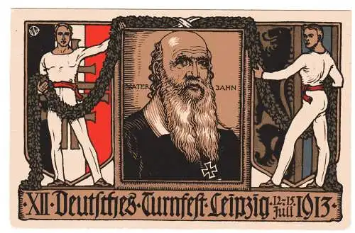 Turnfest Leipzig 1913; schöne Karte und SSt.