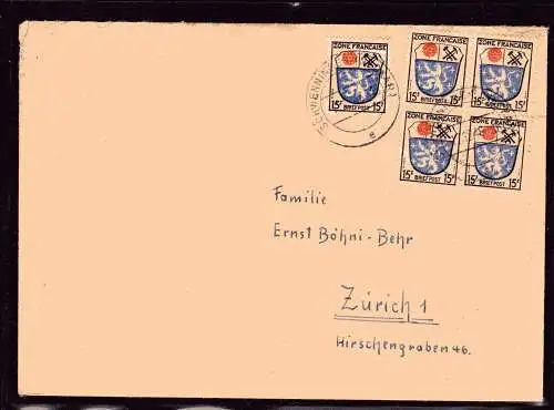 Fr.-Zone, All.-Ausgabe, Ausland-Brief mit MeF. Mi.-Nr. 7