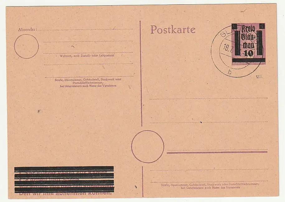 Glauchau  Aufbrauchganzsache, blankogest., geprüft