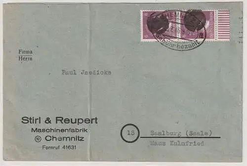 Sächsische Schwärzung Chemnitz Firmenbrief 2x 6 Pfg.