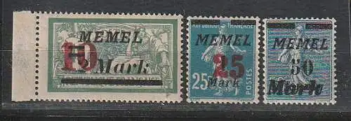 Memel: Michel-Nr. 121 - 123, ** (MNH)