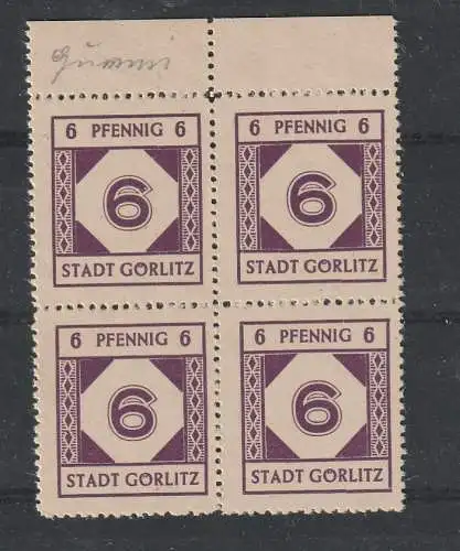 Lokalausgabe Görlitz: Nr. 6x im Viererblock, ** (MNH)