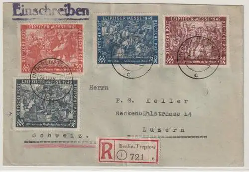 SBZ: Beide Messesätze 1949 auf R-Brief nach Luzern