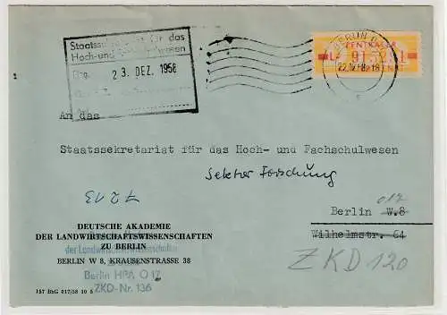 ZKD: Ortsbrief Berlin frankiert mit Nr. 18 L
