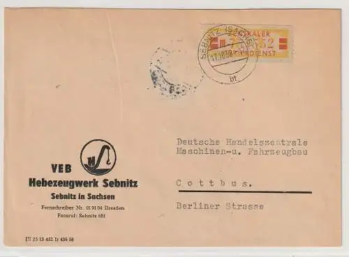 ZKD: Fernbrief aus Sebnitz, frankiert mit Nr. 19 II M