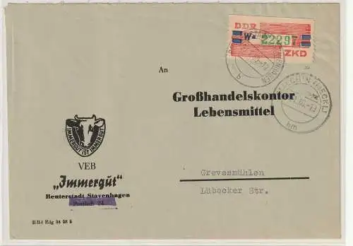 ZKD: Fernbrief Stavenhagen, frankiert mit Nr. 27 W