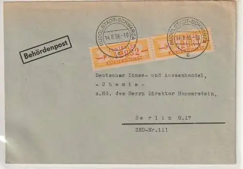 ZKD: Fernbrief Rudolstadt, frankiert mit 2x Nr. 16 P