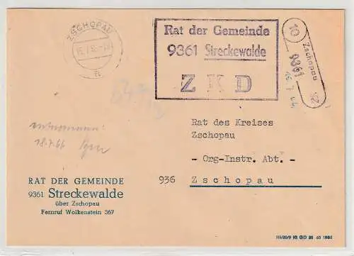 ZKD-Brief über Postnebenstelle Streckewalde