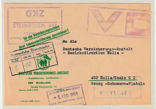ZKD-Brief "VD"-Stempel, kopfstehender ZKD-Absenderstempel