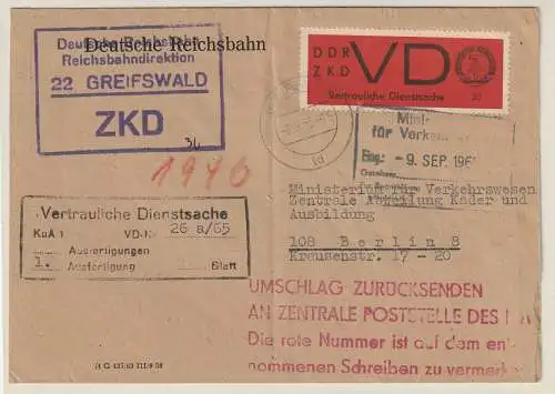 ZKD-Brief, frankiert mit VD 3x, Anweisungsstempel zum Verbleib