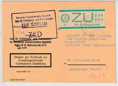 ZKD-Brief mit Zustellurkunde, frankiert mit E1